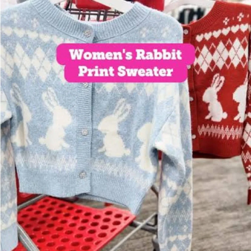 Light Blue Bunny Pattern Cardigan Wild Fable - NWT szXS - Picture 3 of 4